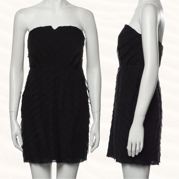 NWT Adam Lippes 100% Silk Tiered Raw Mini Cocktail Strapless Dress LBD Size 2 - Picture 3 of 14